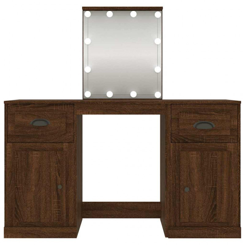 Toaletka z oświetleniem LED, brązowy dąb, 130x50x132,5 cm