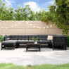 8-cz. zestaw wypoczynkowy do ogrodu, poduszki, czarny, drewno