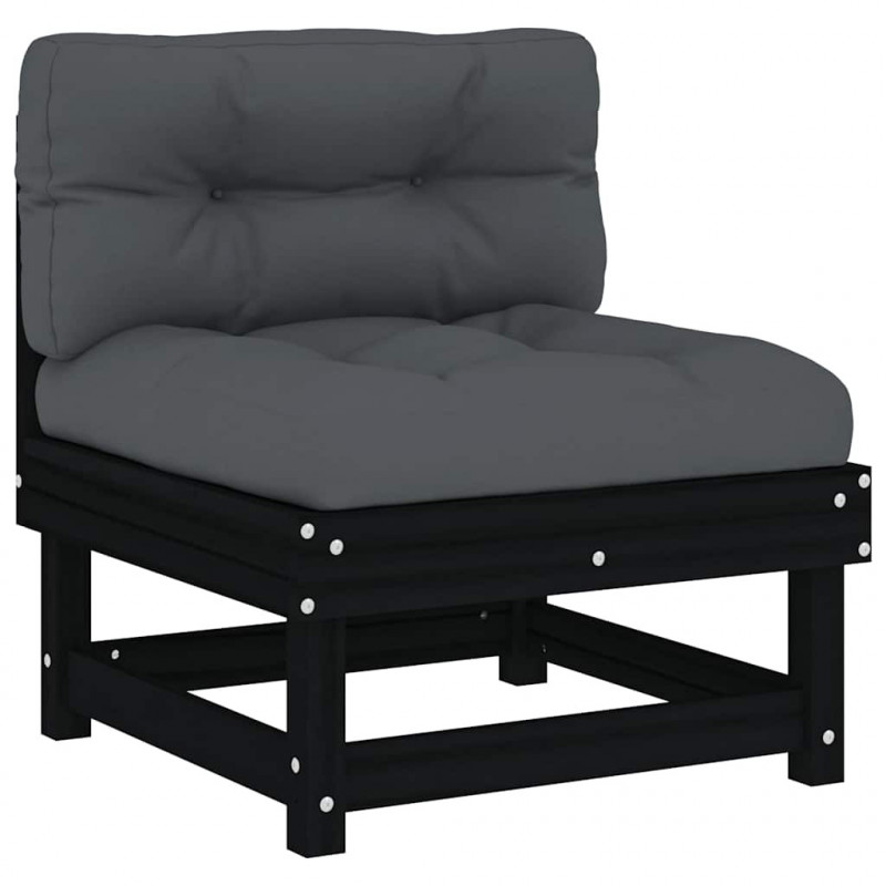 6-cz. zestaw wypoczynkowy do ogrodu, poduszki, czarny, drewno