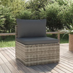 Ogrodowa sofa narożna z poduszkami, szara, 57x57x56 cm