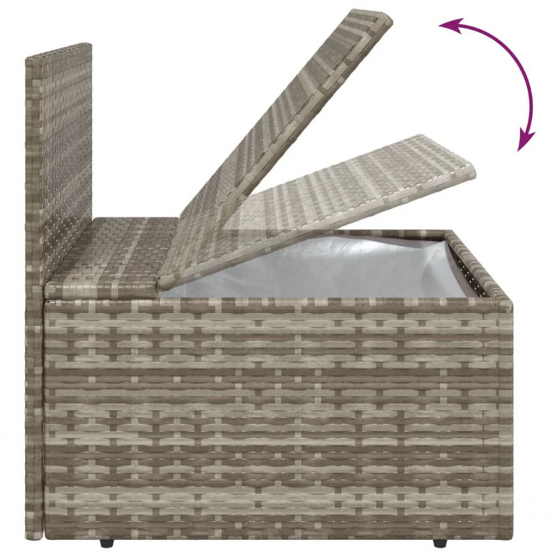 Ogrodowa sofa narożna z poduszkami, szara, 57x57x56 cm