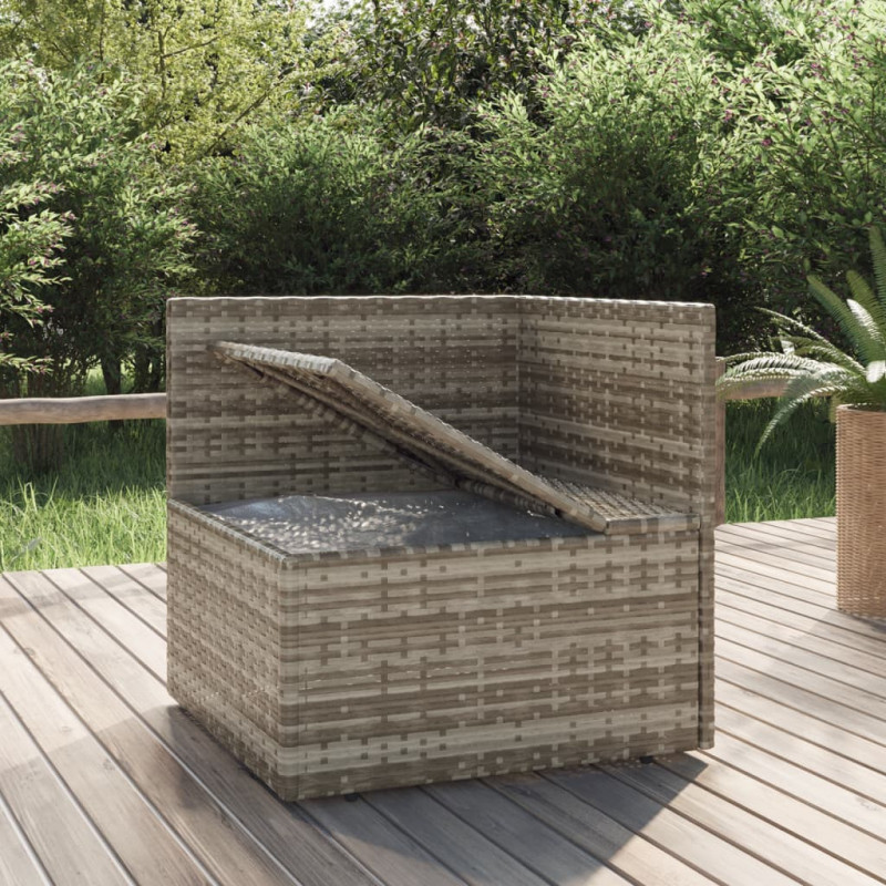 Ogrodowa sofa narożna z poduszkami, szara, 57x57x56 cm