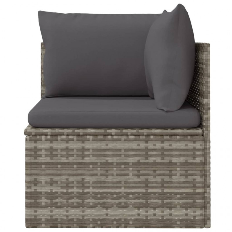 Ogrodowa sofa narożna z poduszkami, szara, 57x57x56 cm