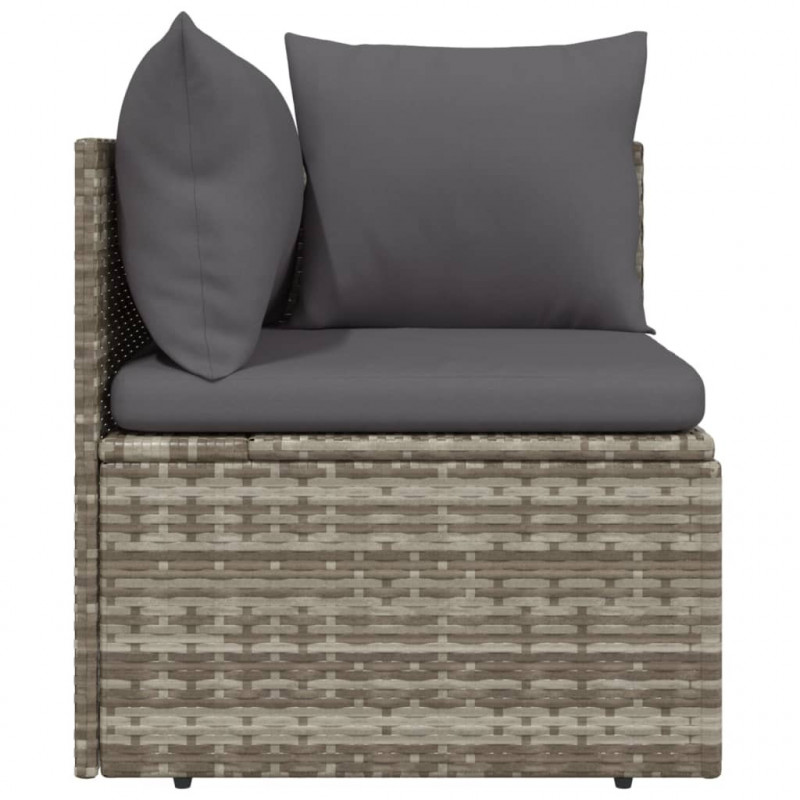 Ogrodowa sofa narożna z poduszkami, szara, 57x57x56 cm