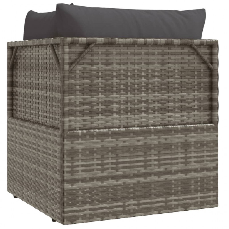 Ogrodowa sofa narożna z poduszkami, szara, 57x57x56 cm