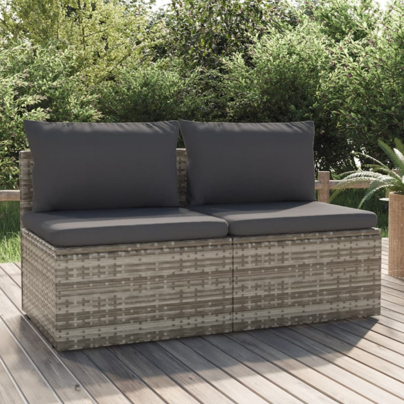 2-osobowa sofa ogrodowa z poduszkami, szara, polirattan