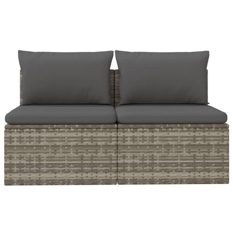 2-osobowa sofa ogrodowa z poduszkami, szara, polirattan