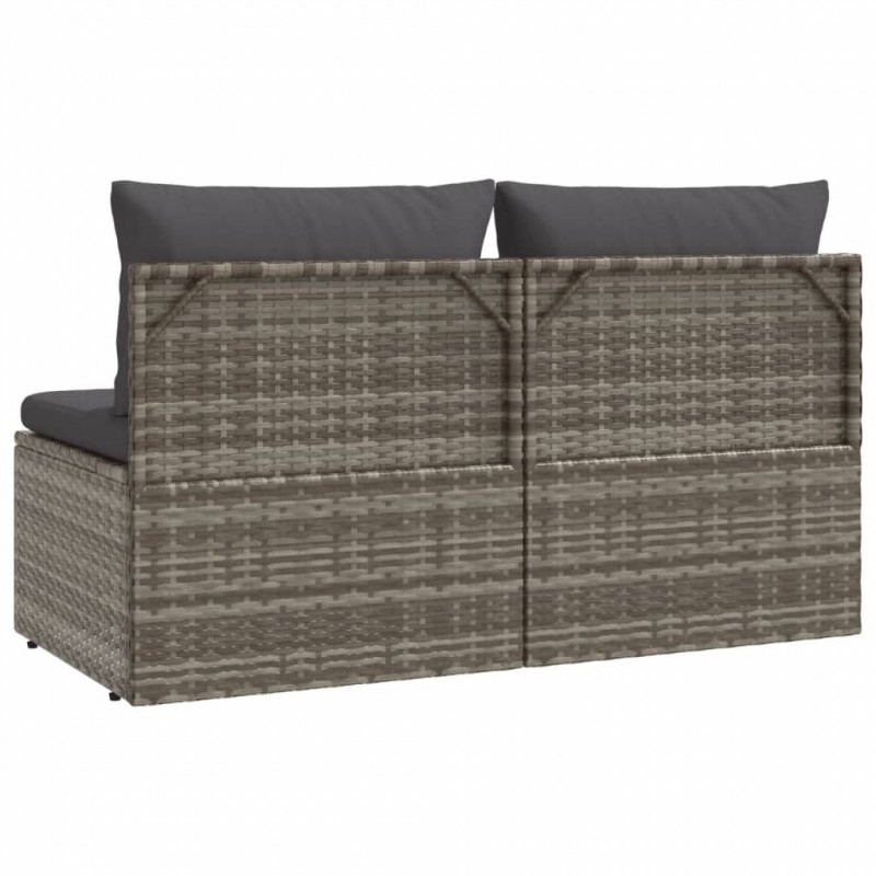 2-osobowa sofa ogrodowa z poduszkami, szara, polirattan