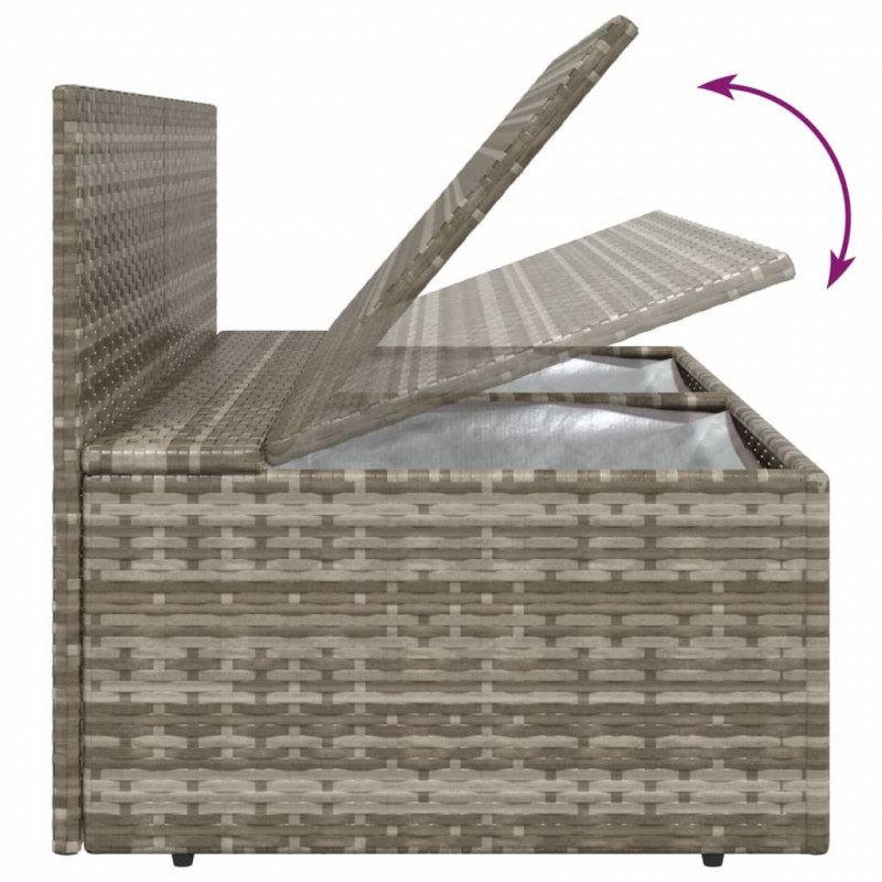 2-osobowa sofa ogrodowa z poduszkami, szara, polirattan