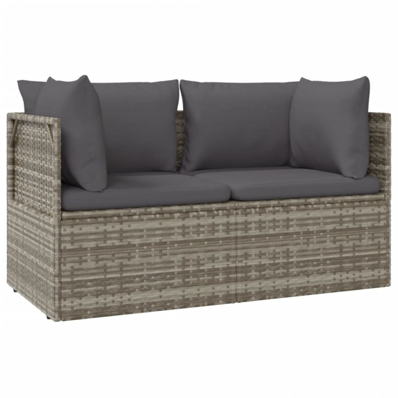 2-osobowa sofa ogrodowa z poduszkami, szara, polirattan