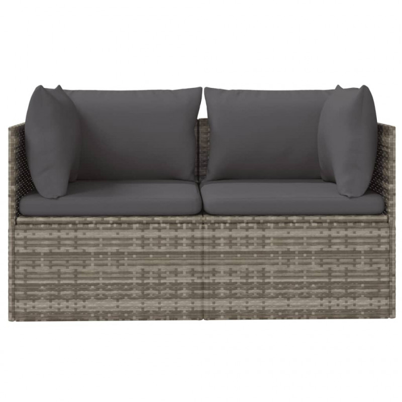 2-osobowa sofa ogrodowa z poduszkami, szara, polirattan