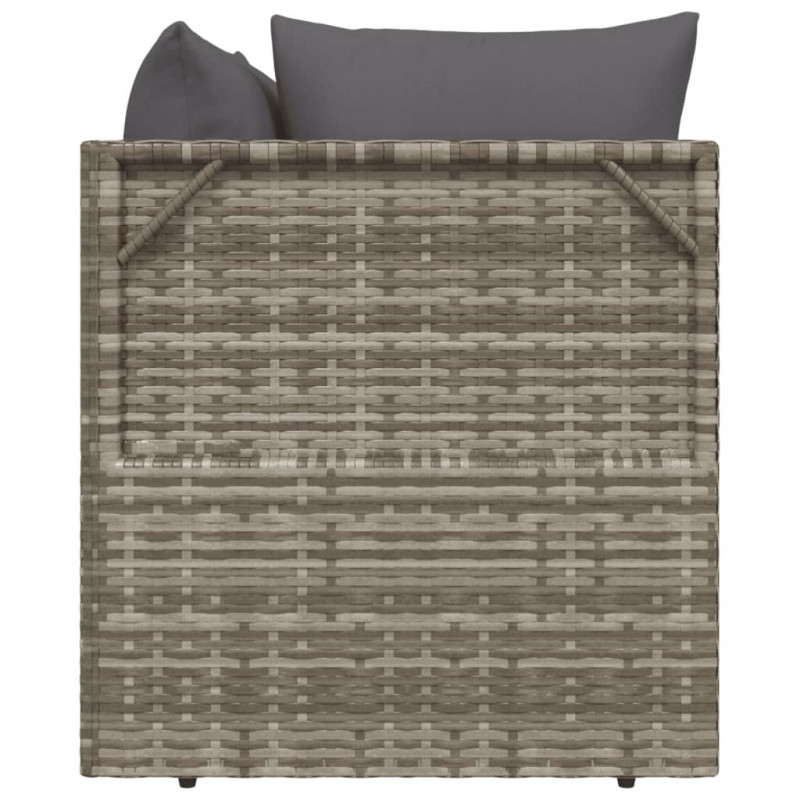 2-osobowa sofa ogrodowa z poduszkami, szara, polirattan