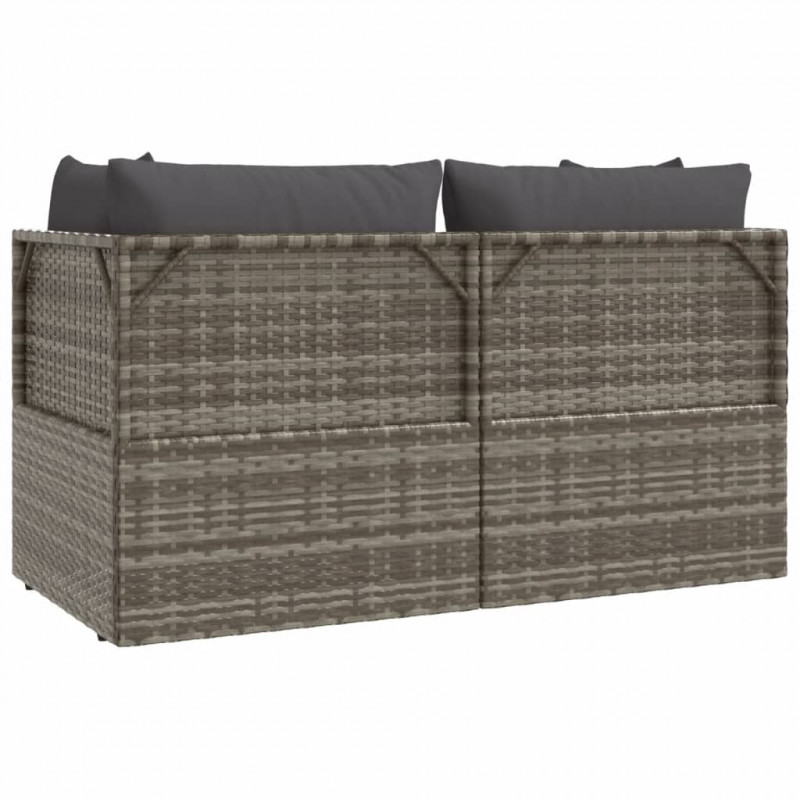 2-osobowa sofa ogrodowa z poduszkami, szara, polirattan