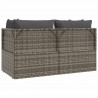 2-osobowa sofa ogrodowa z poduszkami, szara, polirattan