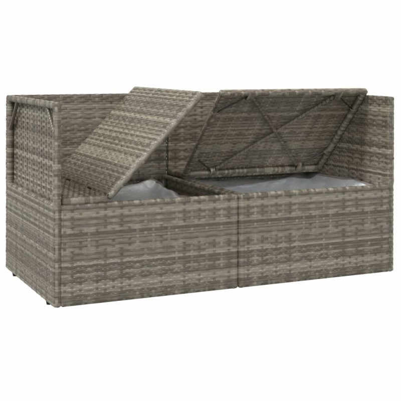 2-osobowa sofa ogrodowa z poduszkami, szara, polirattan