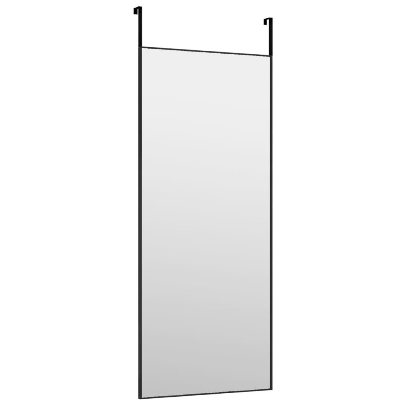 Lustro na drzwi, czarne, 40x100 cm, szkło i aluminium
