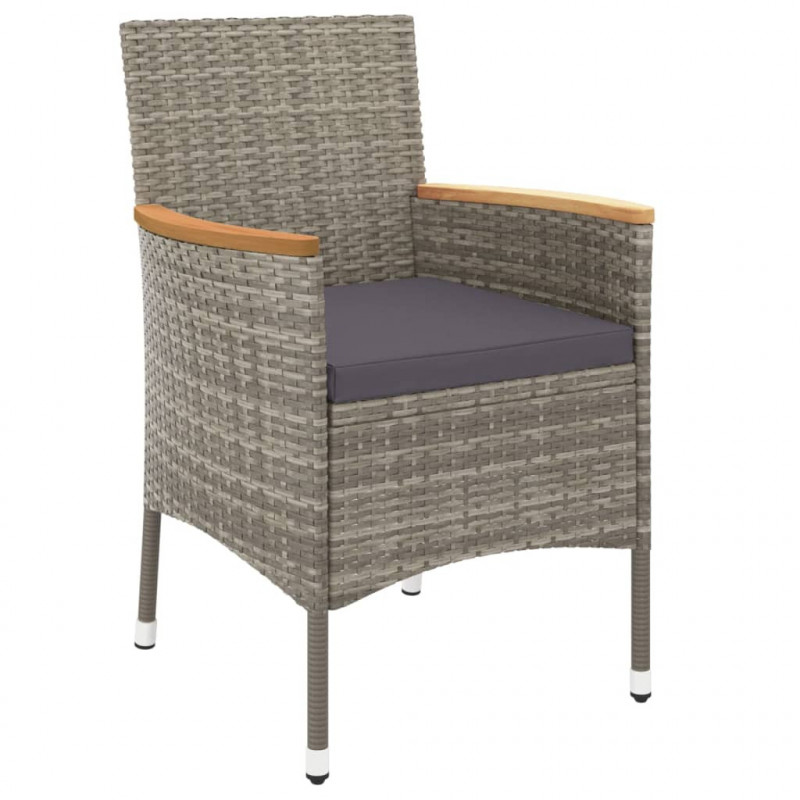 9-cz. zestaw mebli ogrodowych z poduszkami, szary, rattan PE