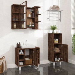 3-częściowy zestaw szafek łazienkowych, przydymiony dąb