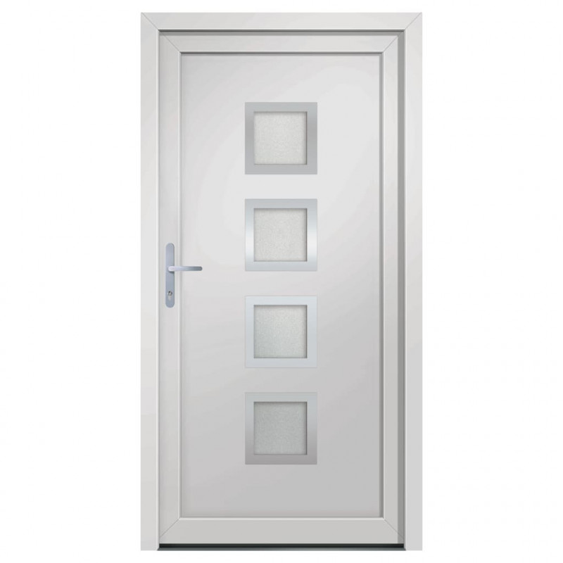 Drzwi wejściowe, białe, 88x200 cm, PVC
