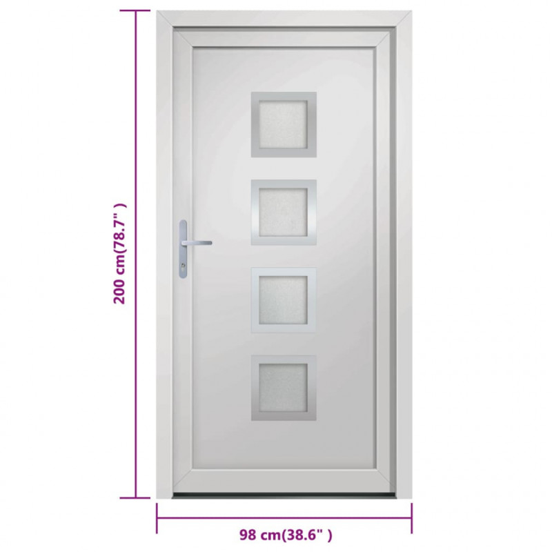 Drzwi wejściowe, białe, 98x200 cm, PVC