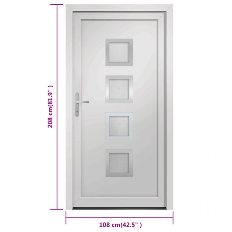 Drzwi wejściowe, białe, 108x208 cm, PVC