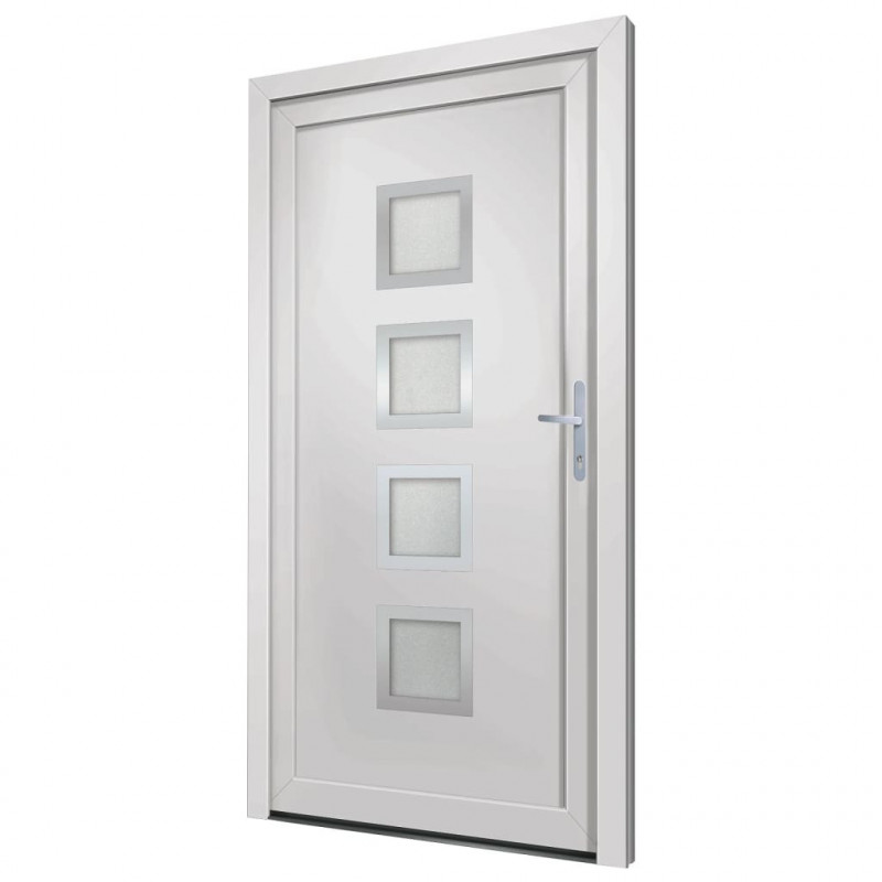Drzwi wejściowe, białe, 88x200 cm, PVC