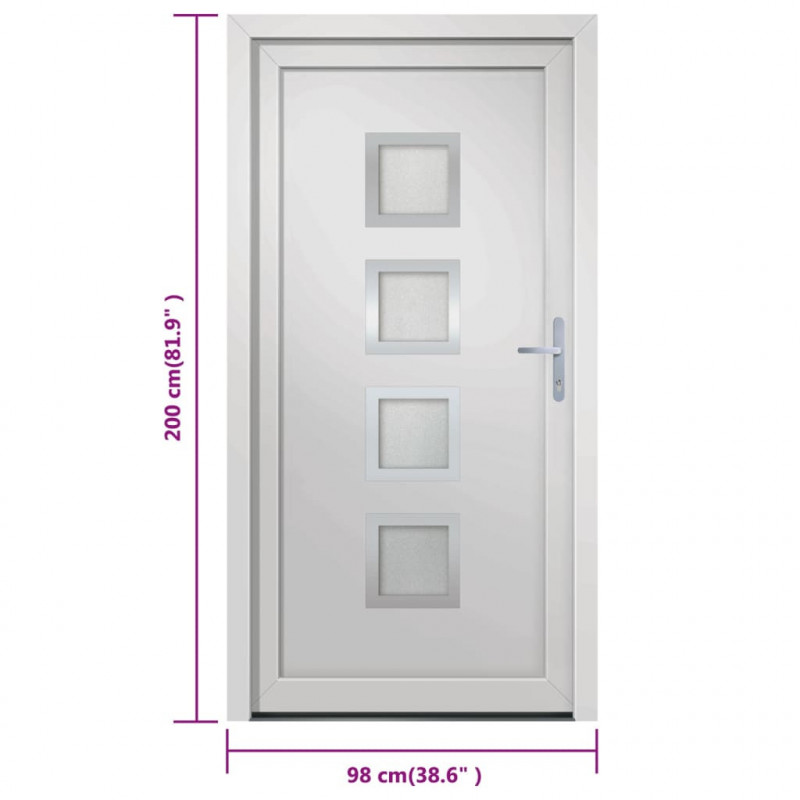 Drzwi wejściowe, białe, 98x200 cm, PVC