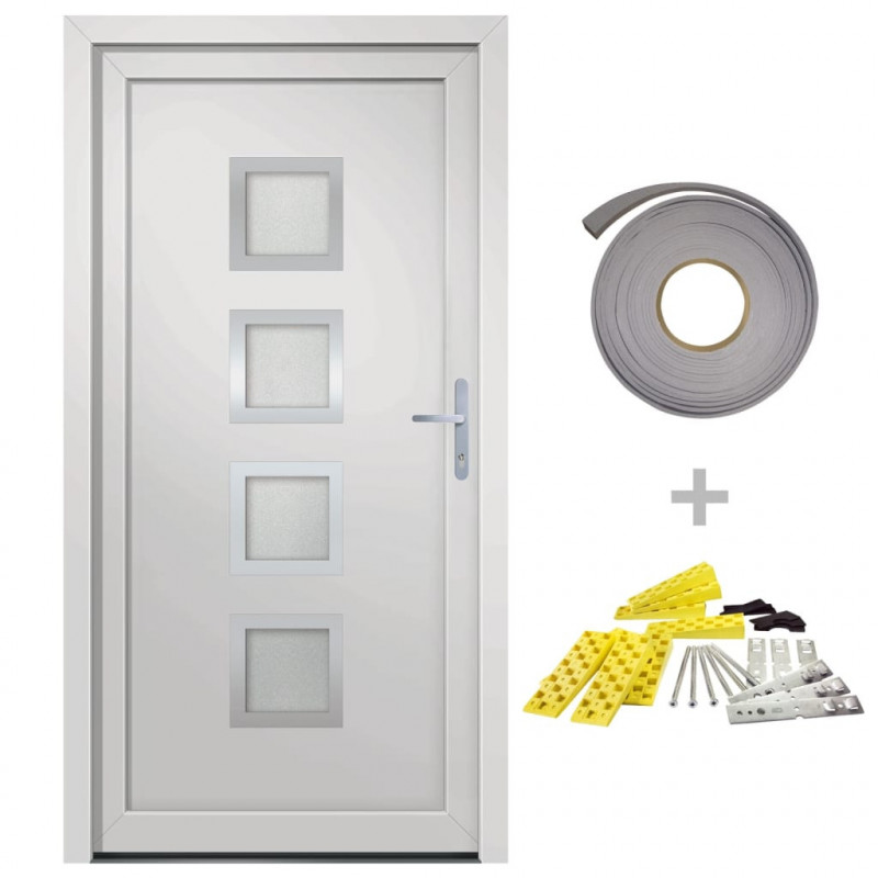 Drzwi wejściowe, białe, 98x208 cm, PVC