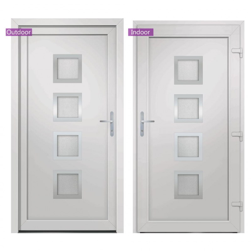 Drzwi wejściowe, białe, 98x208 cm, PVC