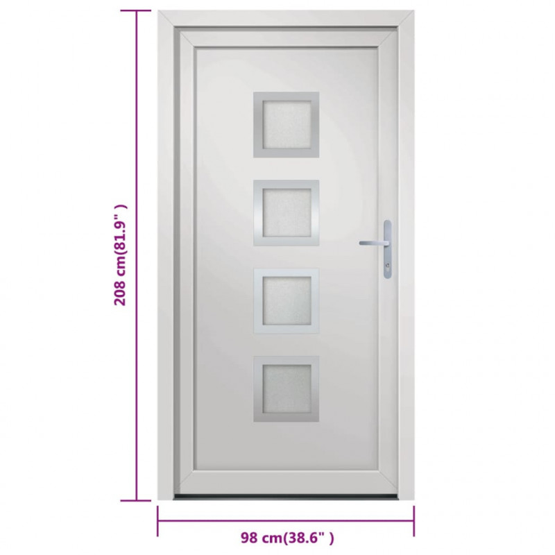 Drzwi wejściowe, białe, 98x208 cm, PVC