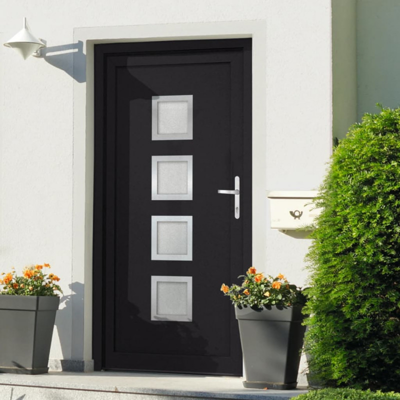Drzwi wejściowe, antracytowe, 98x208 cm, PVC