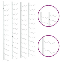 Uchwyty ścienne na 24 butelki wina, 2 szt., białe, żelazne