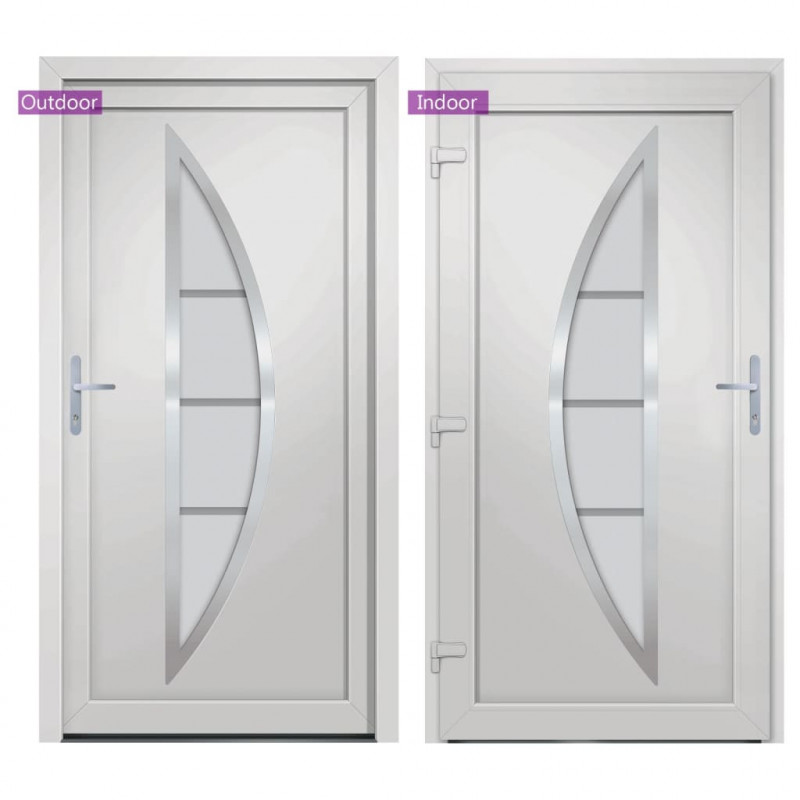 Drzwi wejściowe, białe, 88x200 cm, PVC