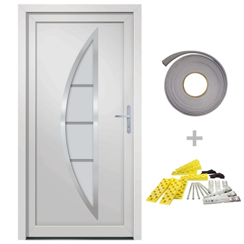 Drzwi wejściowe, białe, 98x208 cm, PVC
