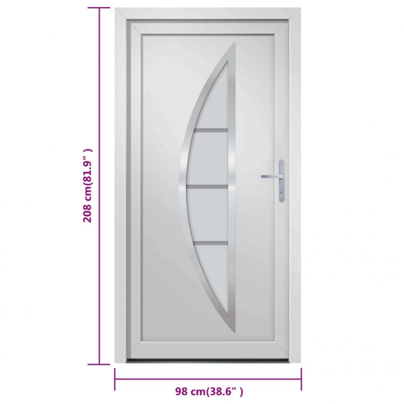 Drzwi wejściowe, białe, 98x208 cm, PVC