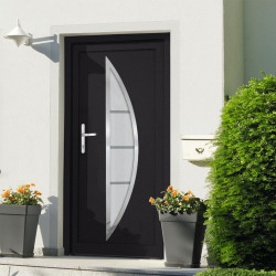 Drzwi wejściowe, antracytowe, 108x208 cm, PVC
