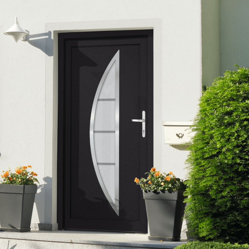 Drzwi wejściowe, antracytowe, 108x208 cm, PVC