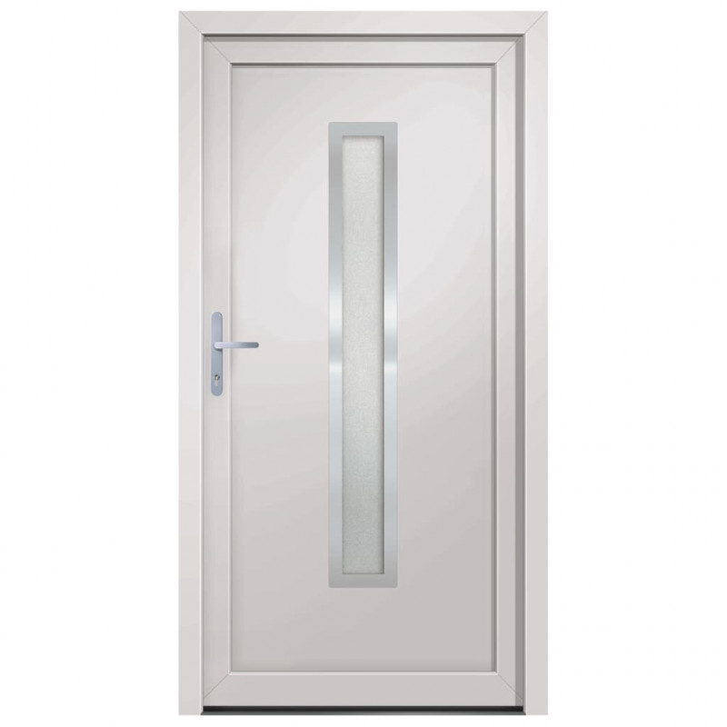 Drzwi wejściowe, białe, 88x200 cm, PVC