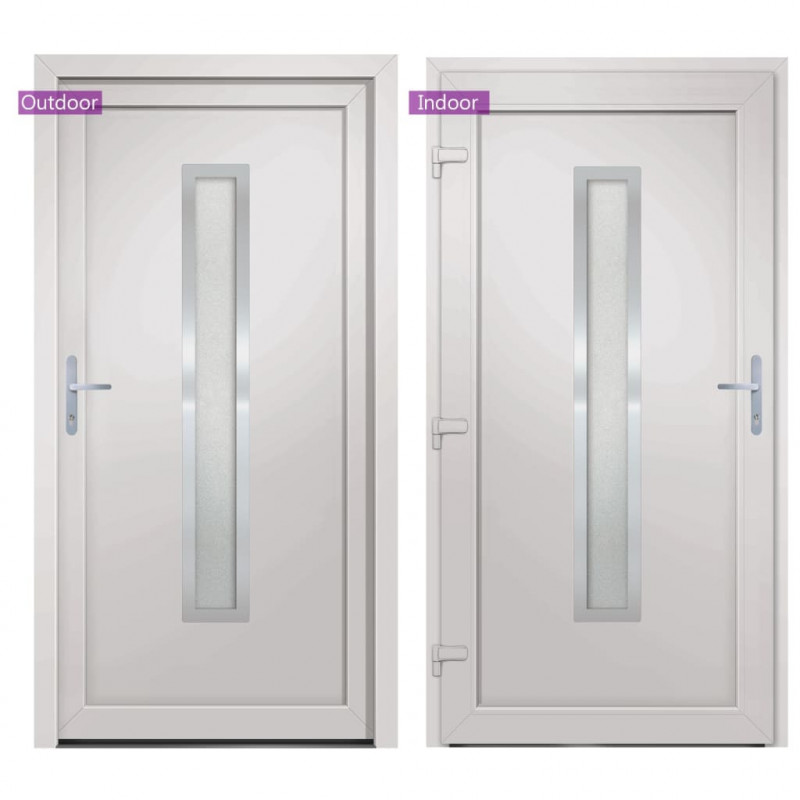 Drzwi wejściowe, białe, 88x200 cm, PVC