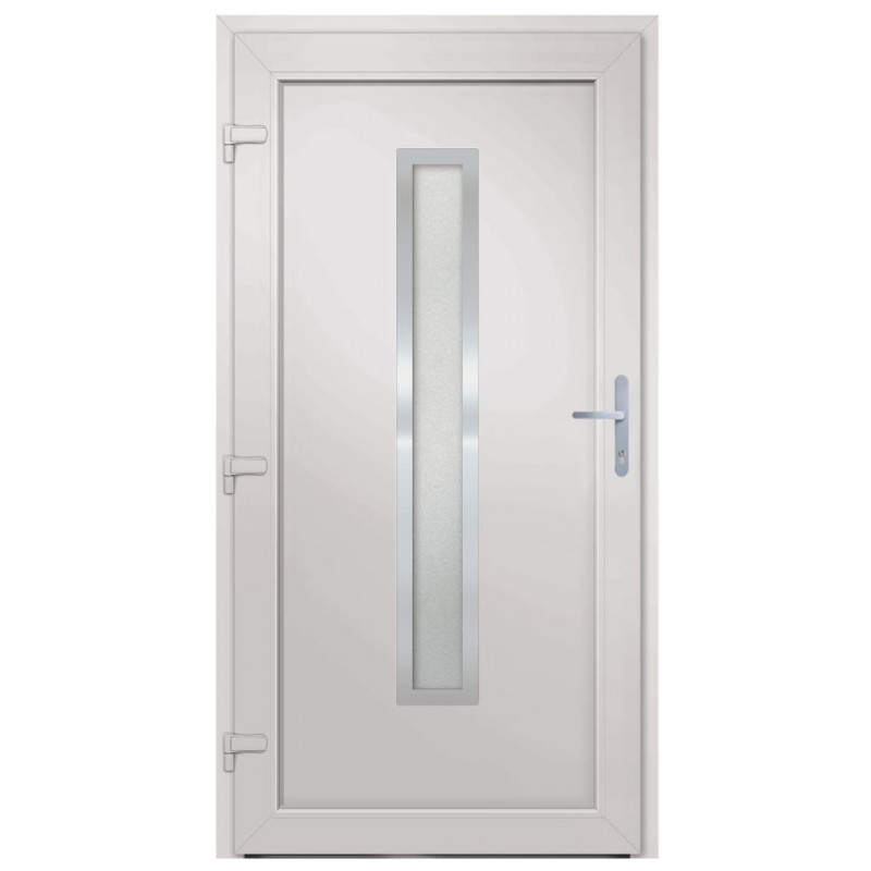 Drzwi wejściowe, białe, 98x208 cm, PVC