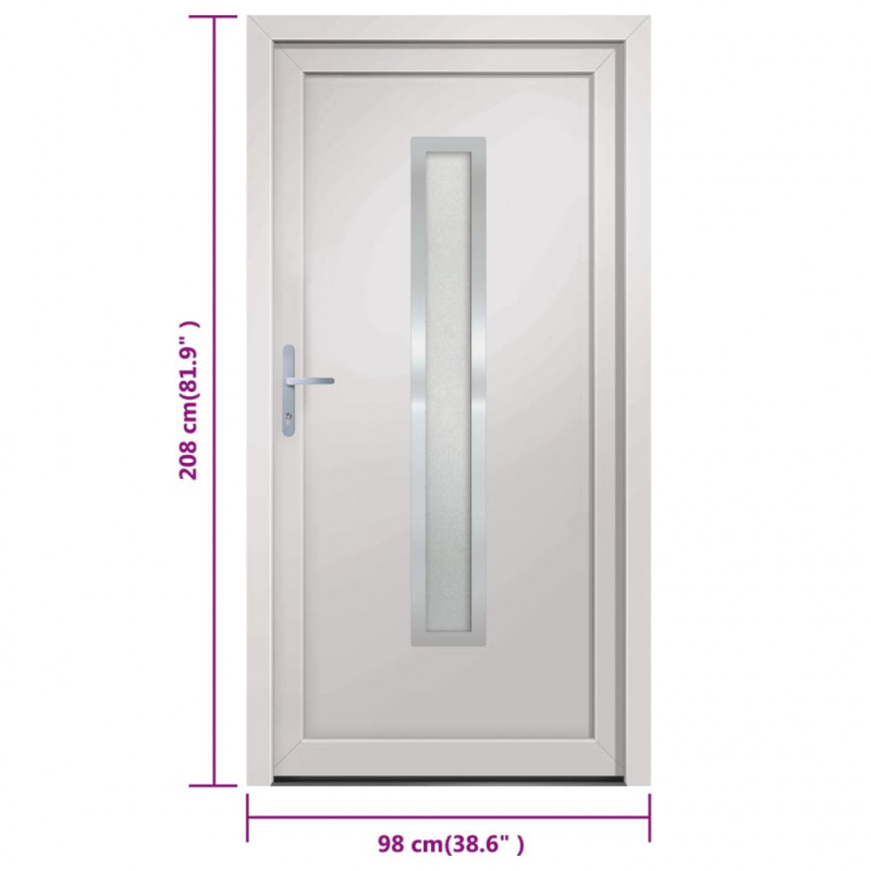 Drzwi wejściowe, białe, 98x208 cm, PVC