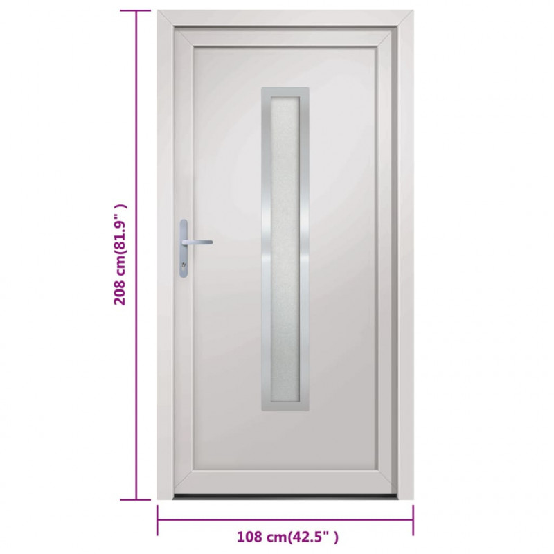 Drzwi wejściowe, białe, 108x208 cm, PVC