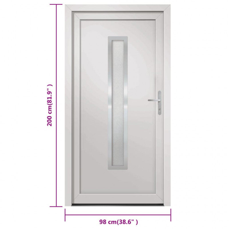 Drzwi wejściowe, białe, 98x200 cm, PVC