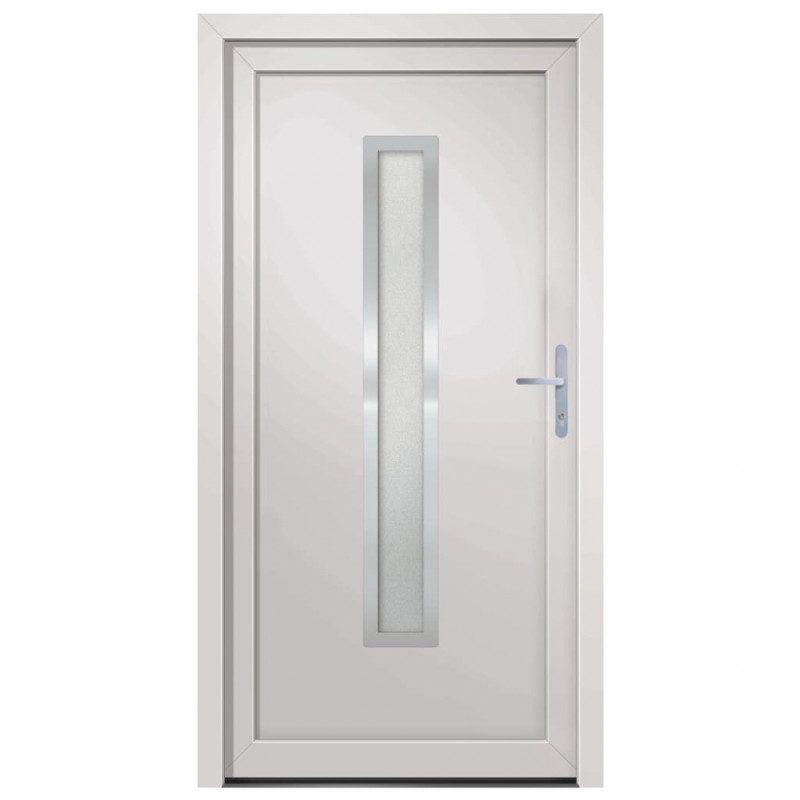 Drzwi wejściowe, białe, 98x208 cm, PVC