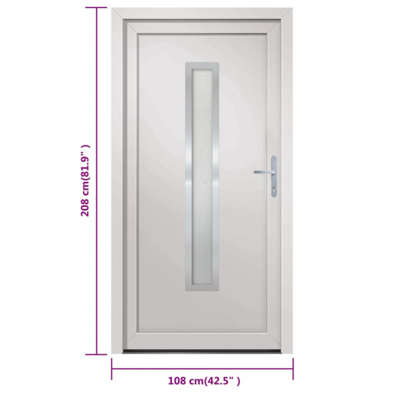 Drzwi wejściowe, białe, 108x208 cm, PVC