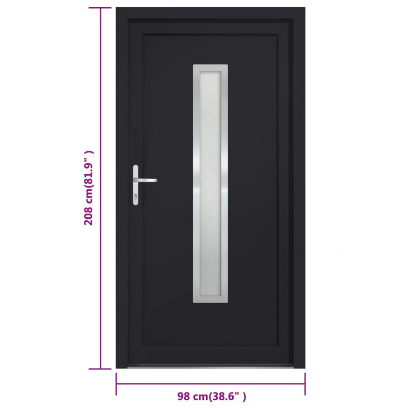 Drzwi wejściowe, antracytowe, 98x208 cm, PVC