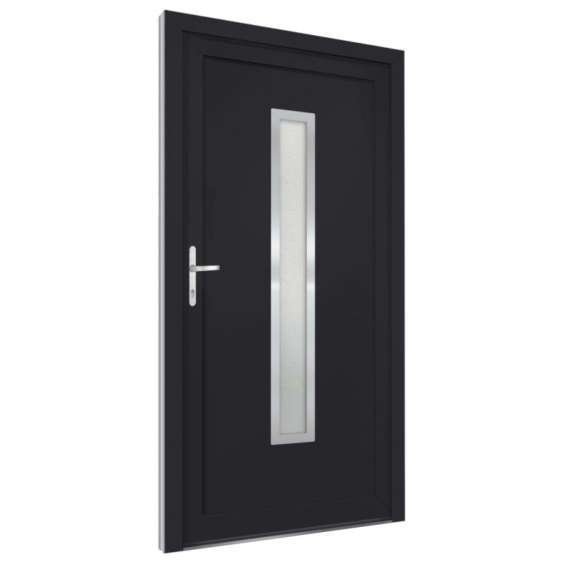 Drzwi wejściowe, antracytowe, 108x208 cm, PVC