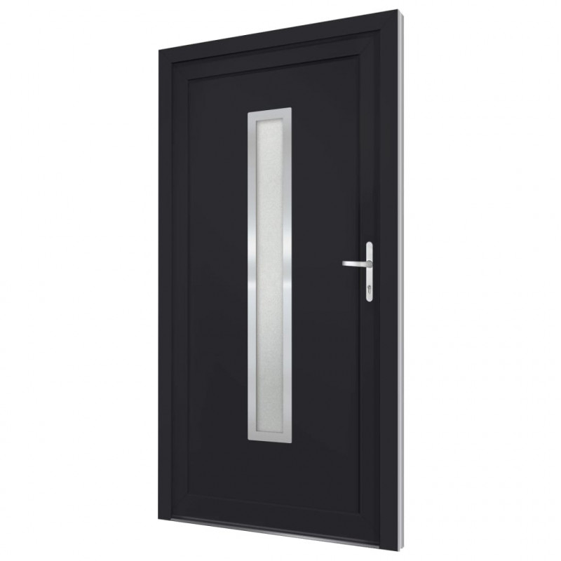 Drzwi wejściowe, antracytowe, 98x208 cm, PVC