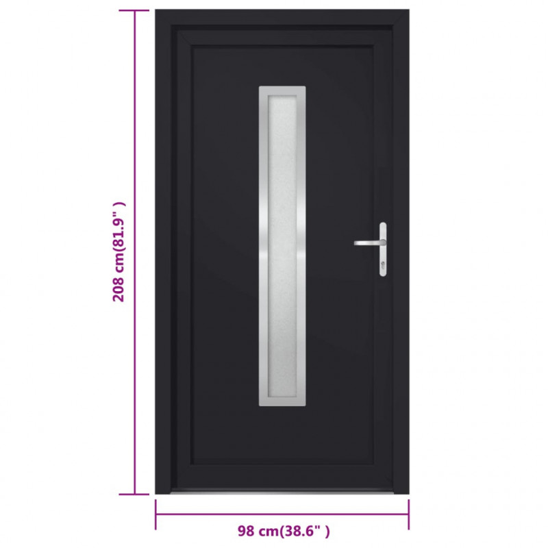 Drzwi wejściowe, antracytowe, 98x208 cm, PVC