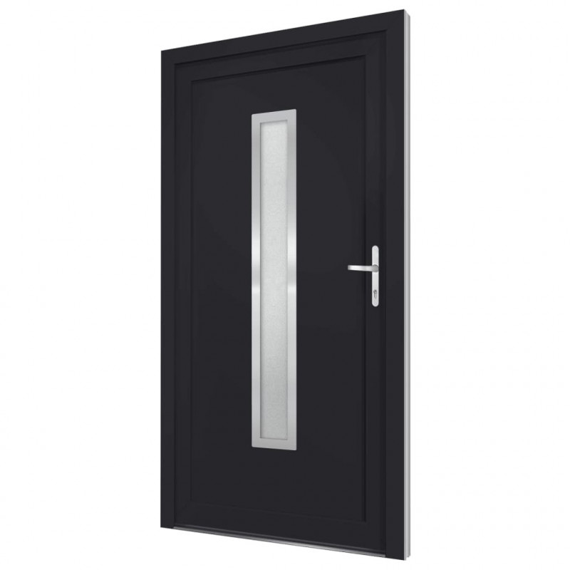 Drzwi wejściowe, antracytowe, 108x208 cm, PVC